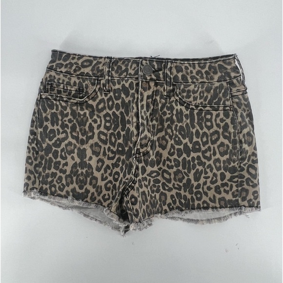 So Brown Tan Cheetah Print High Rise Jean Cut Off Shortie Shorts Size 5 Women’s - Picture 1 of 6